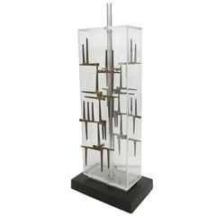 Brutalist Nail Sculptural Lucite Table Lamp by Laurel 5