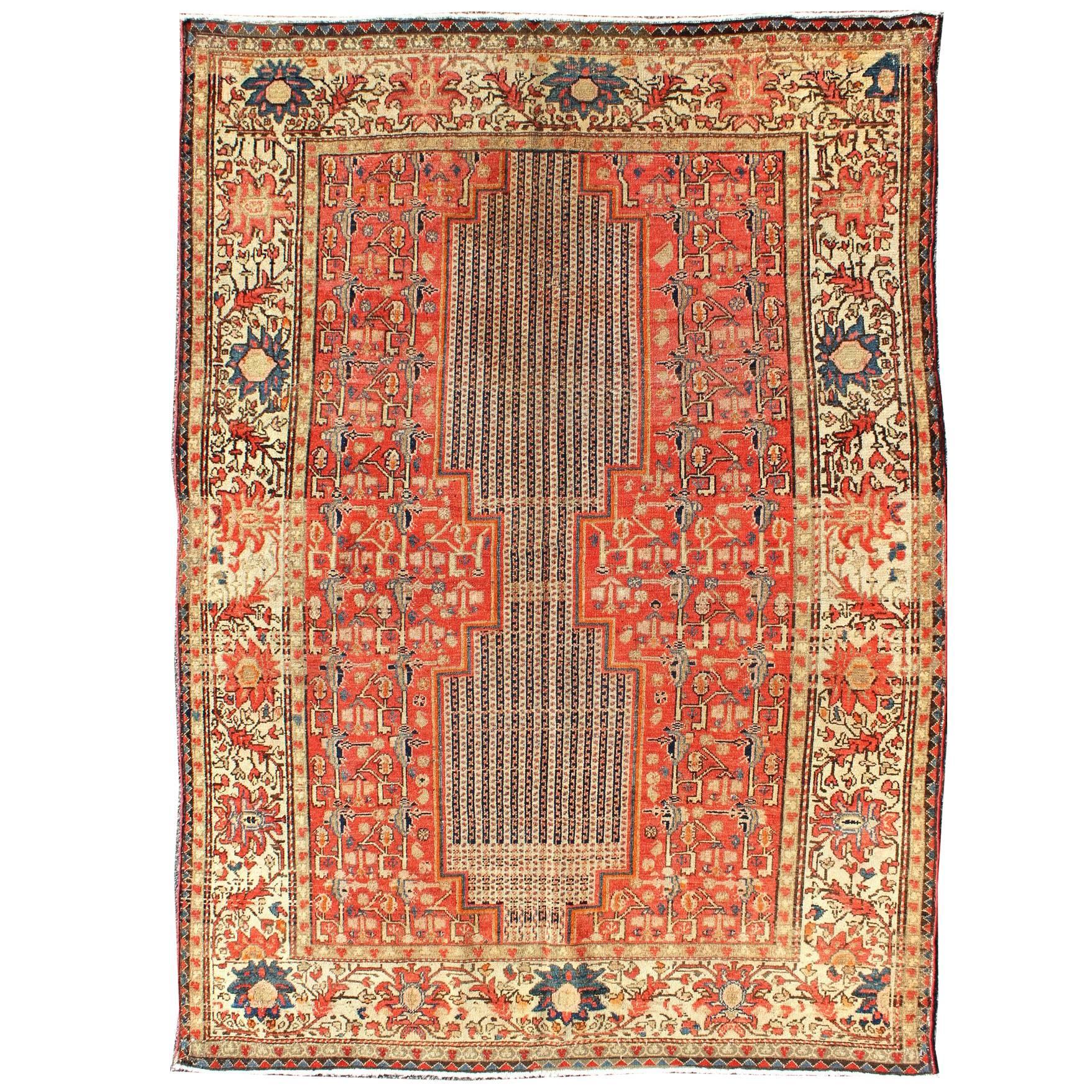 Extremely Fine Antique Persian Mishan Malayer with Great colors & Unique Design For Sale