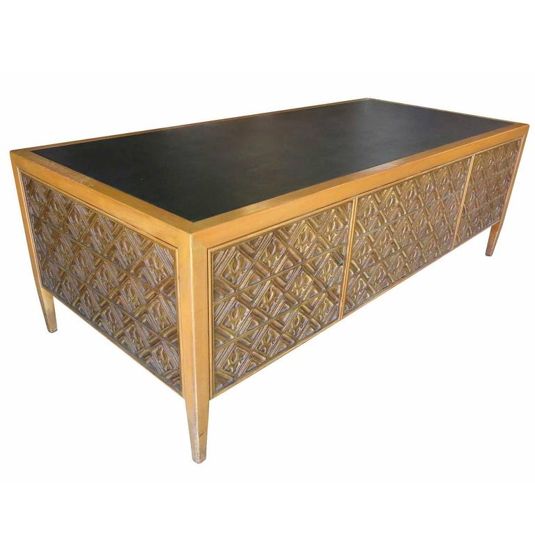 Paul Evans Style Brutalist Executive Desk And Credenza For Sale At