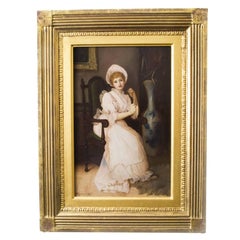 Antique Oil Painting "The New Gown" C. F. Lowcock