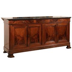 19th Century French Walnut Louis Philippe Enfilade in Walnut with Marble Top 19th Century French Walnut Louis Philippe Enfilade in Walnut with Marble Top