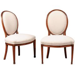 Antique Pair of Louis XVI Period Balloon Back Side Chairs in Beechwood France circa 1780