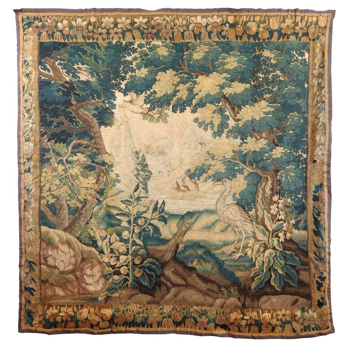 Large 18th Century French Aubusson Tapestry with Bird
