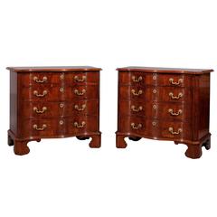 Pair of English Georgian Style Mahogany Chests with Serpentine Front, circa 1900
