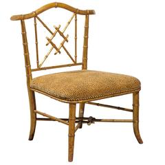 French Chinese Chippendale Style Stool with Back from the 1930s 4