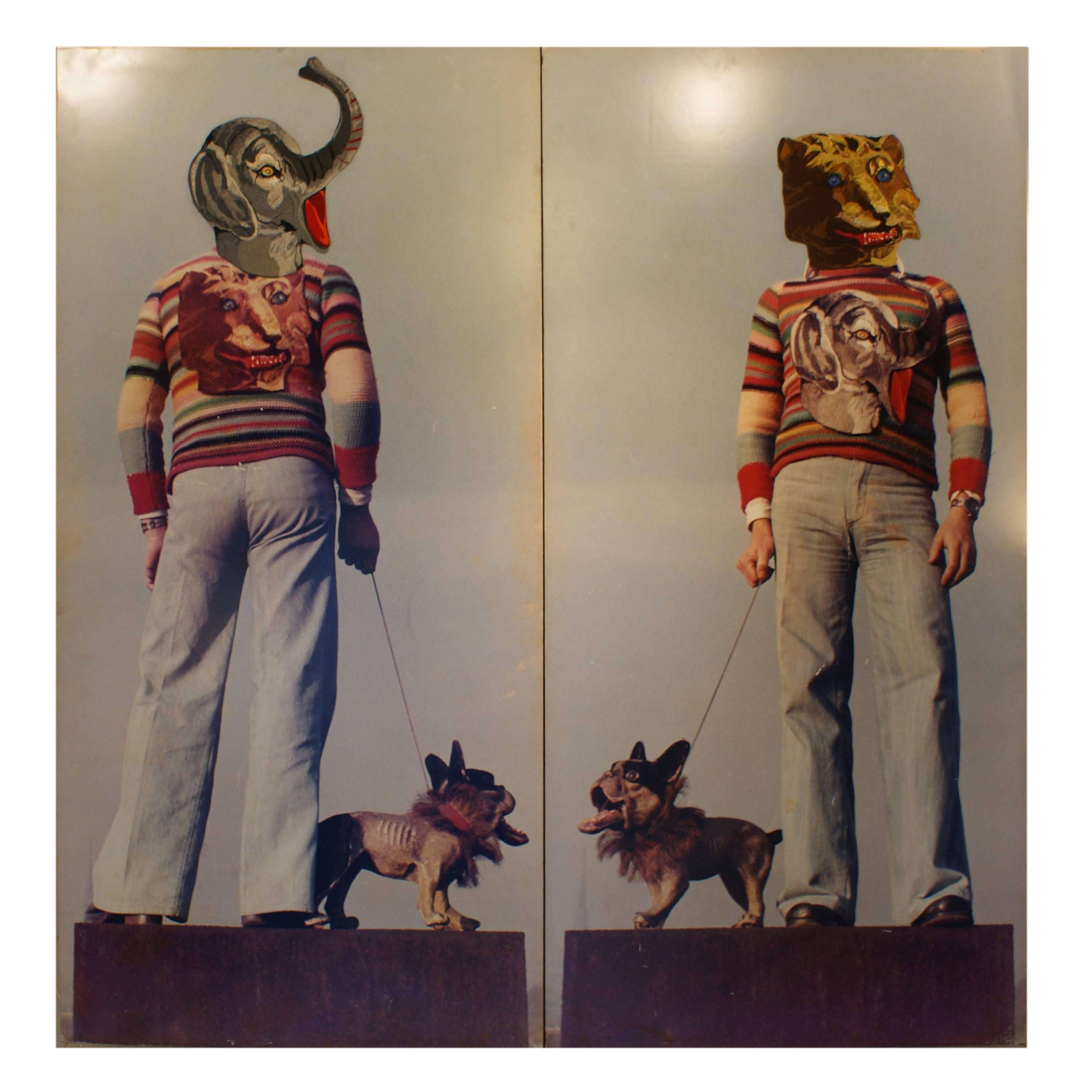 Two Panels from the Series "Self-Portrait" by Ugo Nespolo For Sale