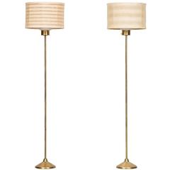 Hans-Agne Jakobsson Floor Lamps in Brass and Glass