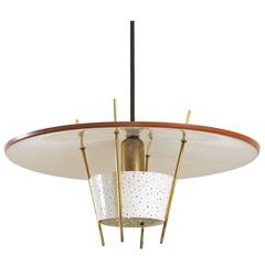 Perforated Metal and Brass Pendant by Ernest Igl, 1950 4