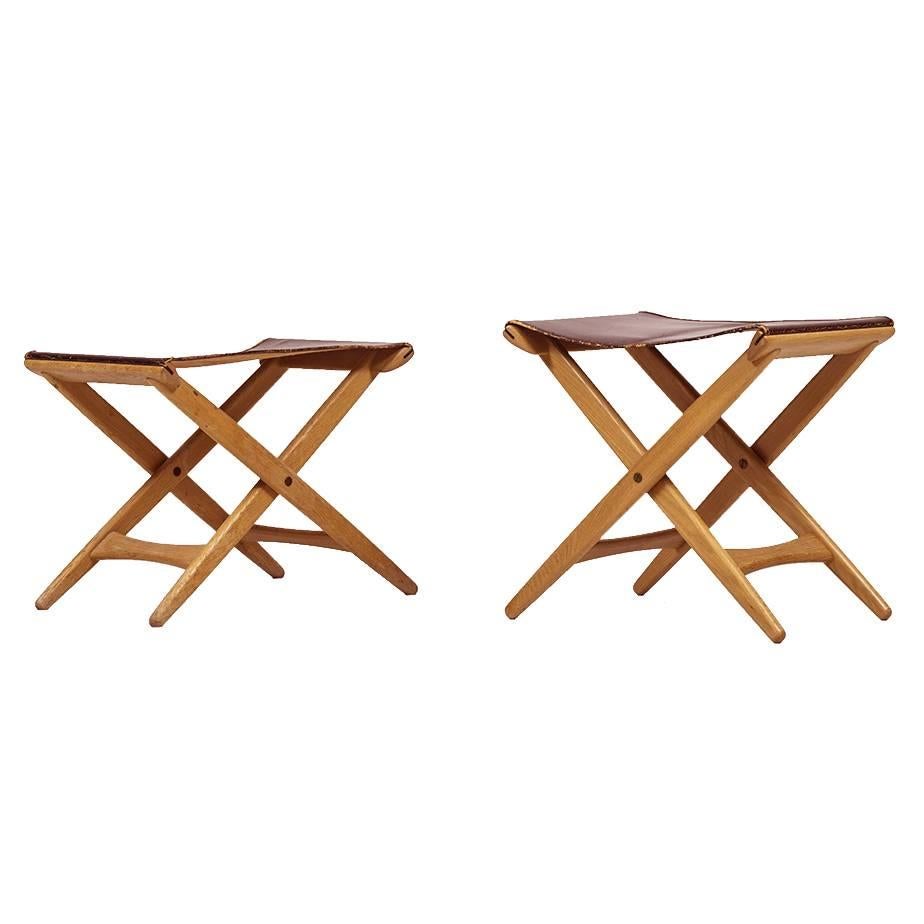 Uno & Östen Kristiansson Pair of Stools Produced by Luxus in Sweden