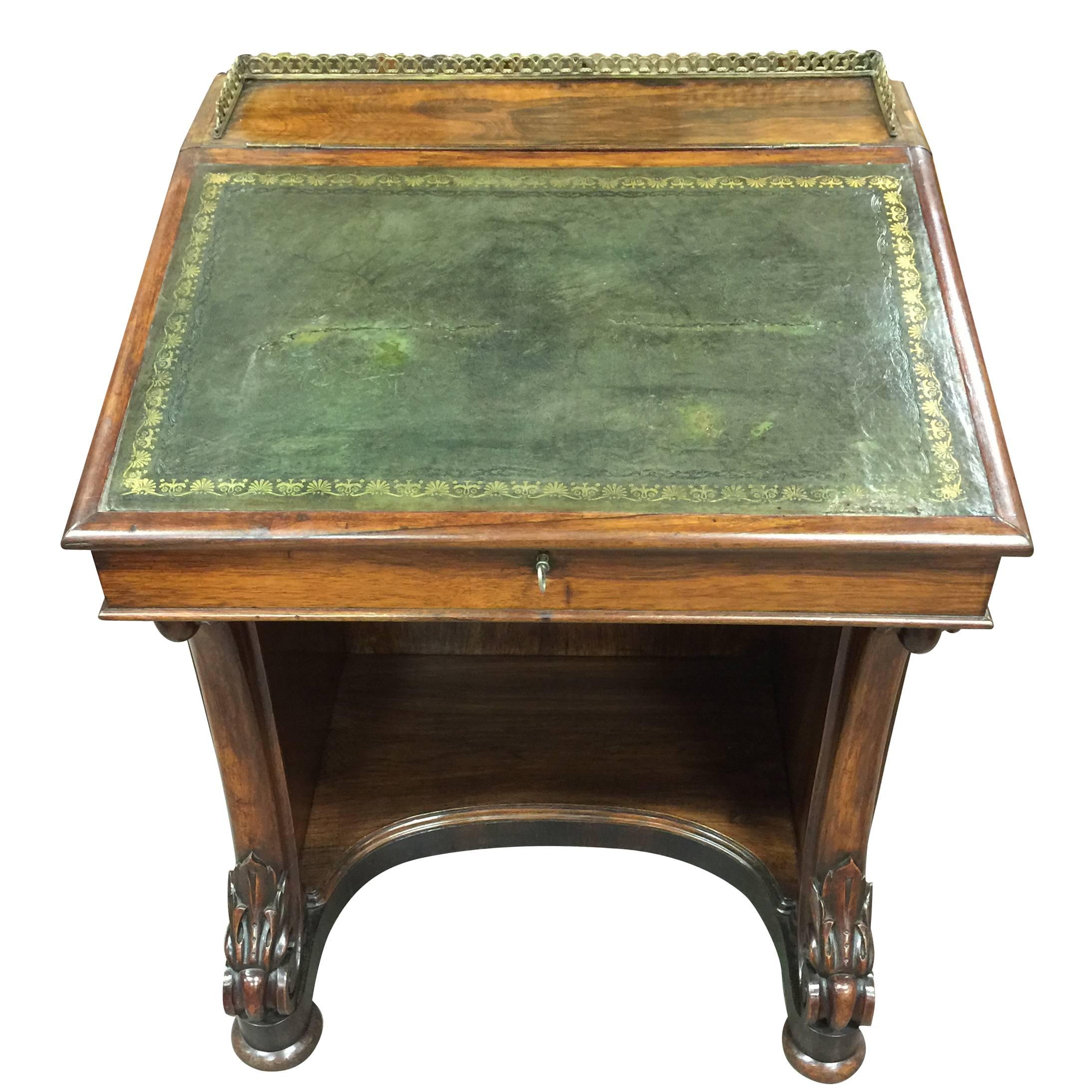 Desk Mid-19th Century Davenport  with Original Leather Top