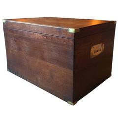 Antique Campaign Chest Trunk Solid Oak Victorian 19th Century Large Antique Campaign Chest Trunk Solid Oak Victorian 19th Century Large