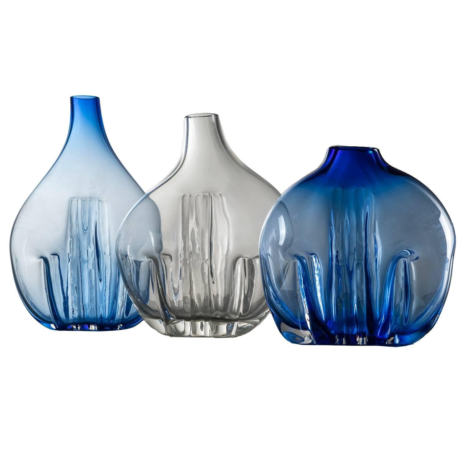 Set of Three Murano Glass Vases by Toni Zuccheri, Italy, 1970s For Sale