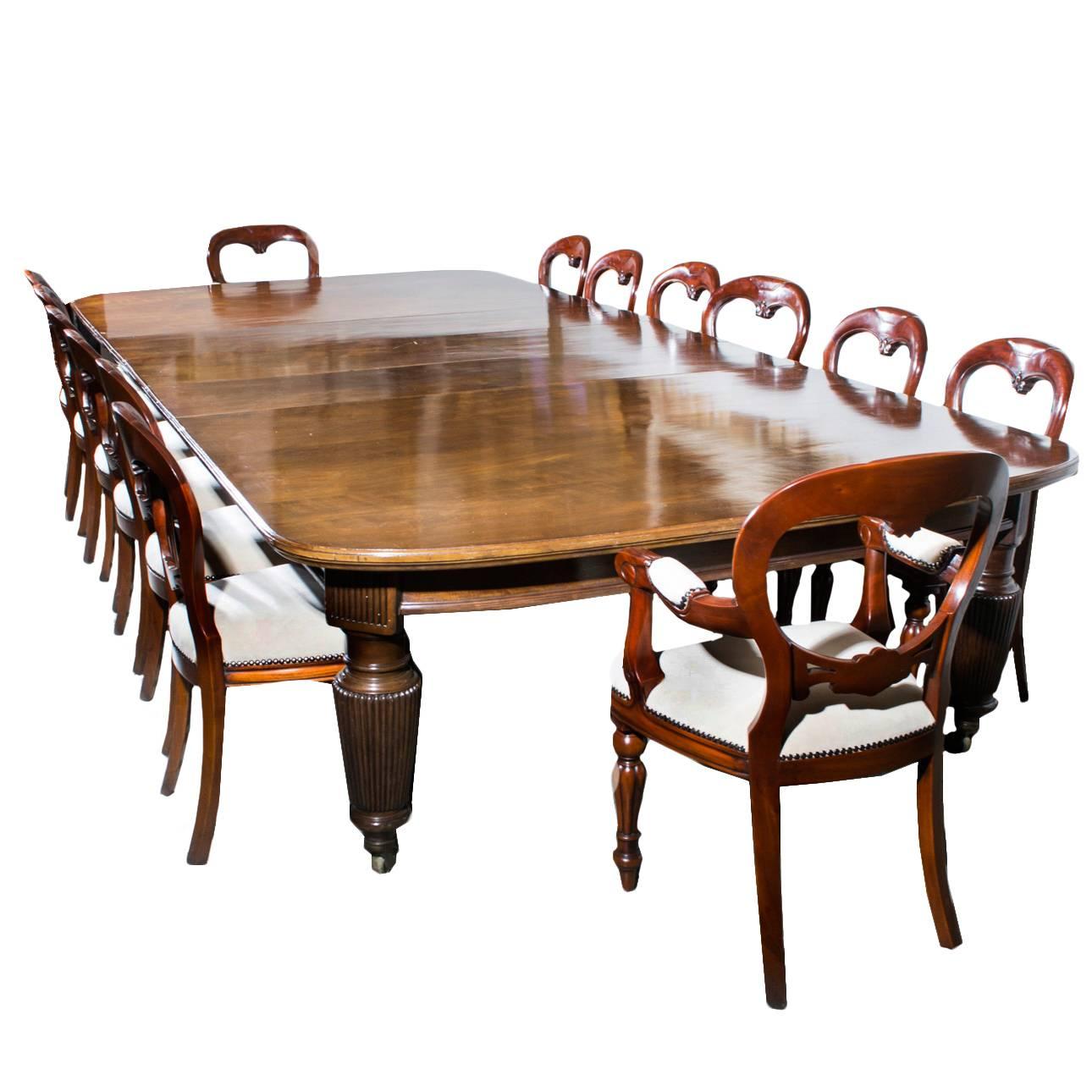 Antique Extending Dining Table 14 Chairs, circa 1880