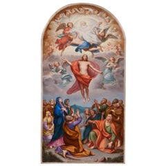 Antique Exceptional Meissen Porcelain Plaque of 'The Ascension of Christ'