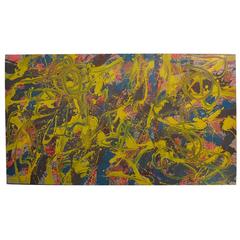 Large Abstract Painting, Acrylic on Wood Panel, 20th Century