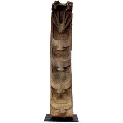 Monumental Morung Carving with Leaf Muntjac and Four Mithun Head Decoration 9