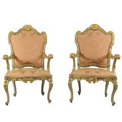 18th Century Four Armchairs With Floral Motifs