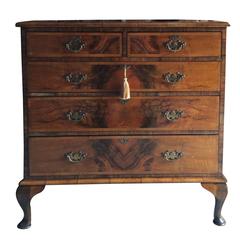 Antique Chest of Drawers Dresser Walnut Flame Fronted Georgian Style