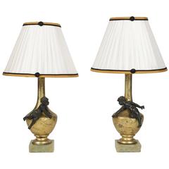 Antique Pair of Exceptional Matching Napoleon III Lamps from the 19th Century