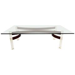 Mid-Century Glass Top Coffee Table with Lucite Legs 9