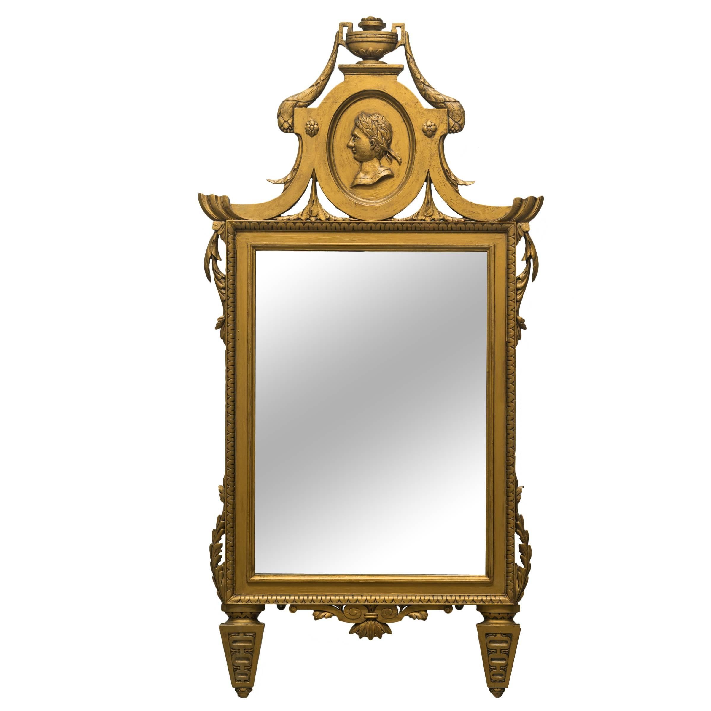 Italian Wood Medallion Mirror For Sale