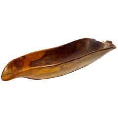 Solid Carved Brazilian Rosewood Leaf Bowl Attributed to Jean Gillon for Italma
