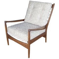 I B Kofod Larsen Lounge Chair Armchair for Selig, Stamped, Label