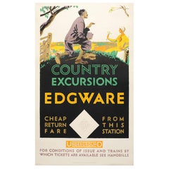 Original Vintage 1926 London Underground Poster for Country Excursions Edgware