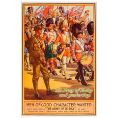 Antique Original 1926 Military Army Recruitment Poster "Men of Good Character Wanted"