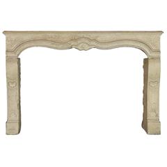18th Century Limestone Original Antique Fireplace Mantel 6