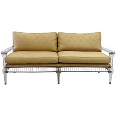 Hollywood Regency Lucite and Brass Sofa