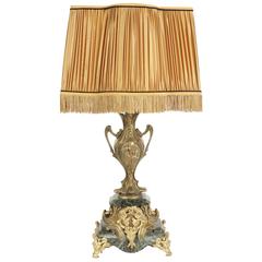 Period Art Nouveau Lamp in Spelter and Marble, circa 1900