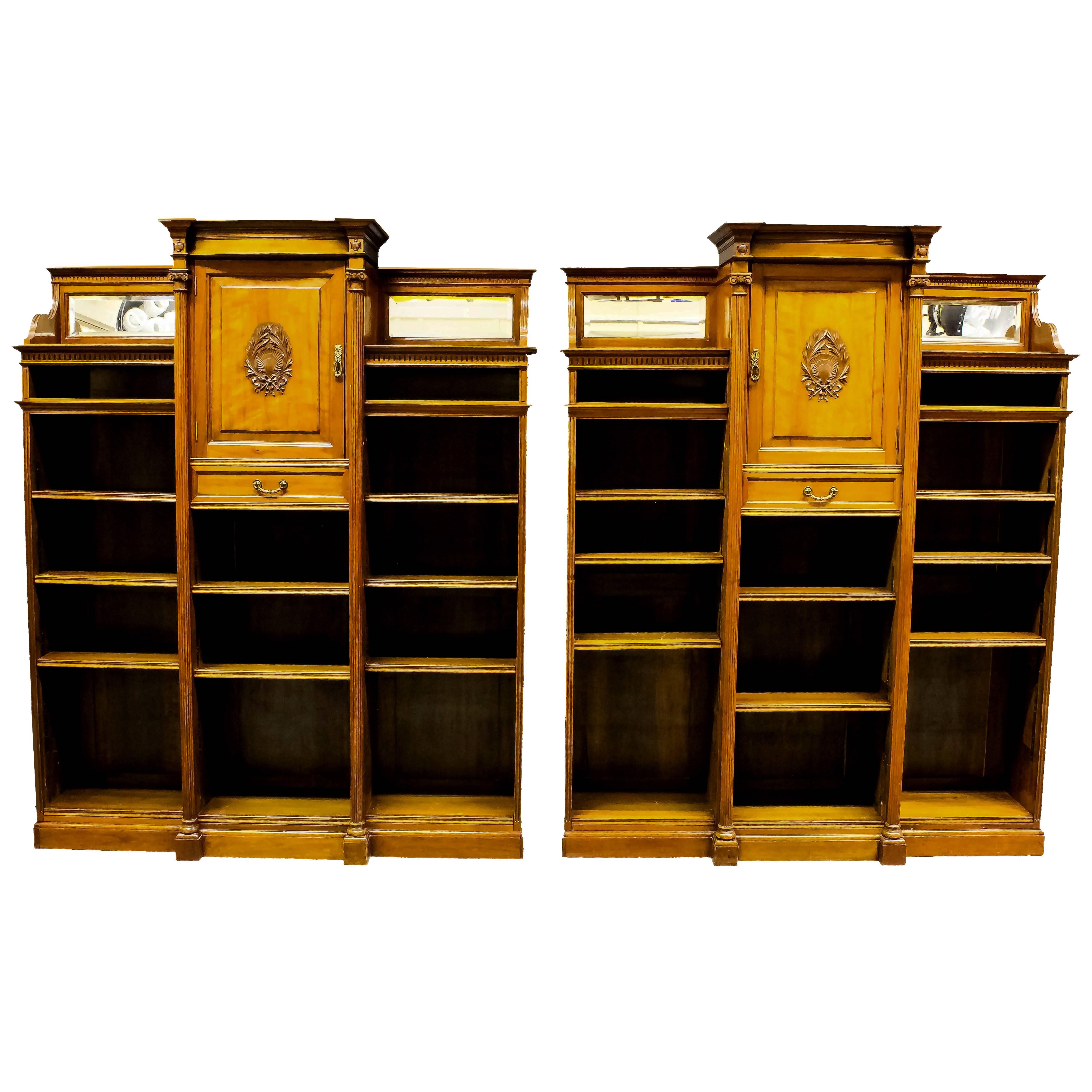 Bookcases Pair Walnut 19th Century  by W. Walker & Sons, London 