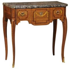 Mid-19th Century Louis XV Inlaid Console with Marble Top, circa 1850