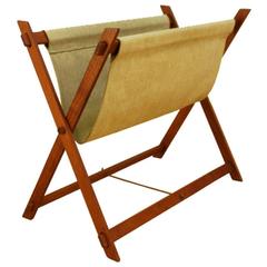 1960s Danish Modern Teak and Canvas Magazine Rack 1960s Danish Modern Teak and Canvas Magazine Rack