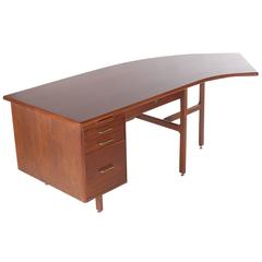Danish Style Mid-Century Modern Curved Executive Desk after Jens Risom