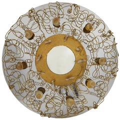 Mid-Century Styled Free-Form Round Crystal Mirror