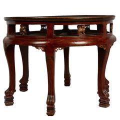 19th-20th Century Chinese Elm Carved and Painted Center Table