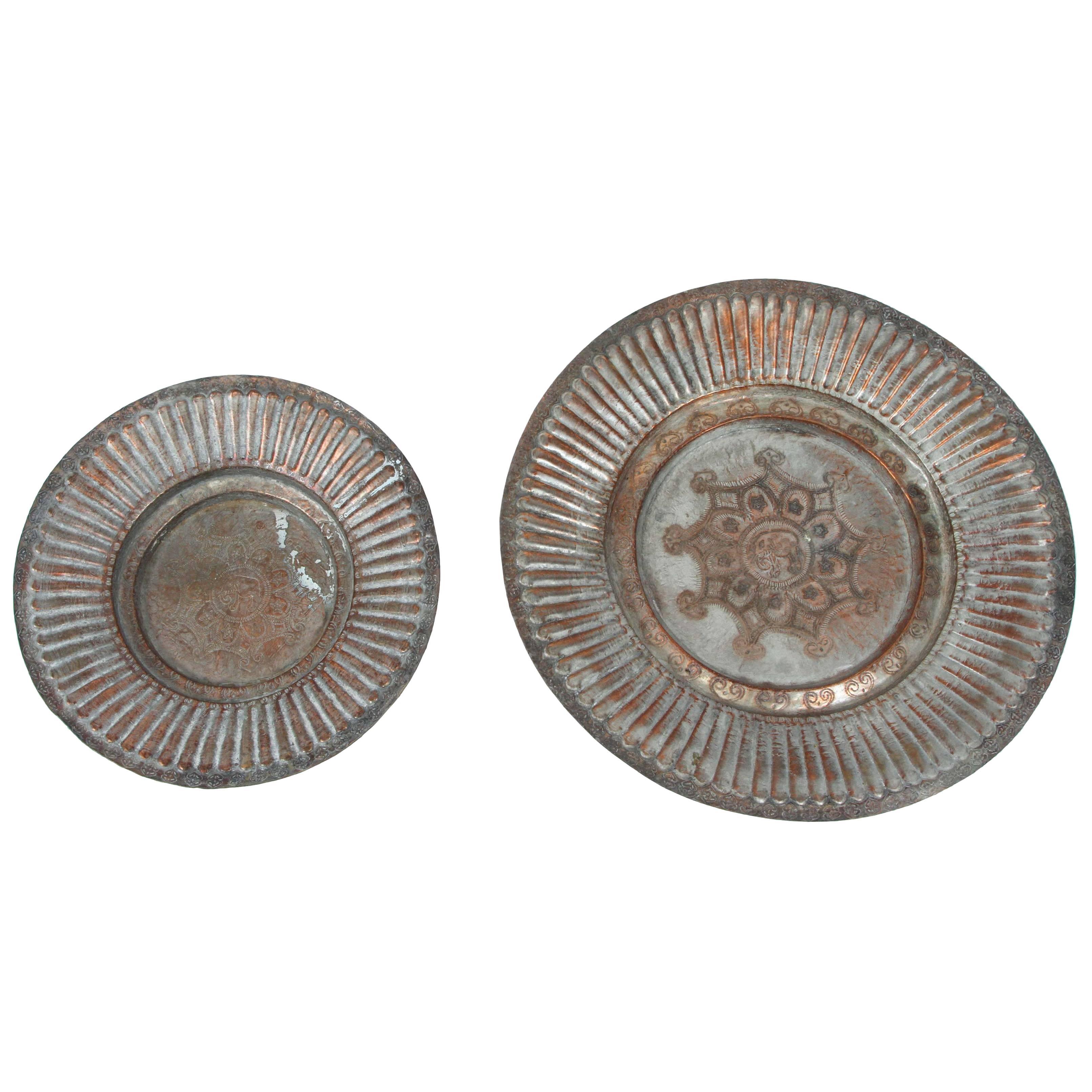 Pair of Tinned Copper Rajasthani Hanging Metal Bowls
