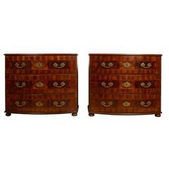 Matched Pair of 18th Century Italian Bowfront Chests