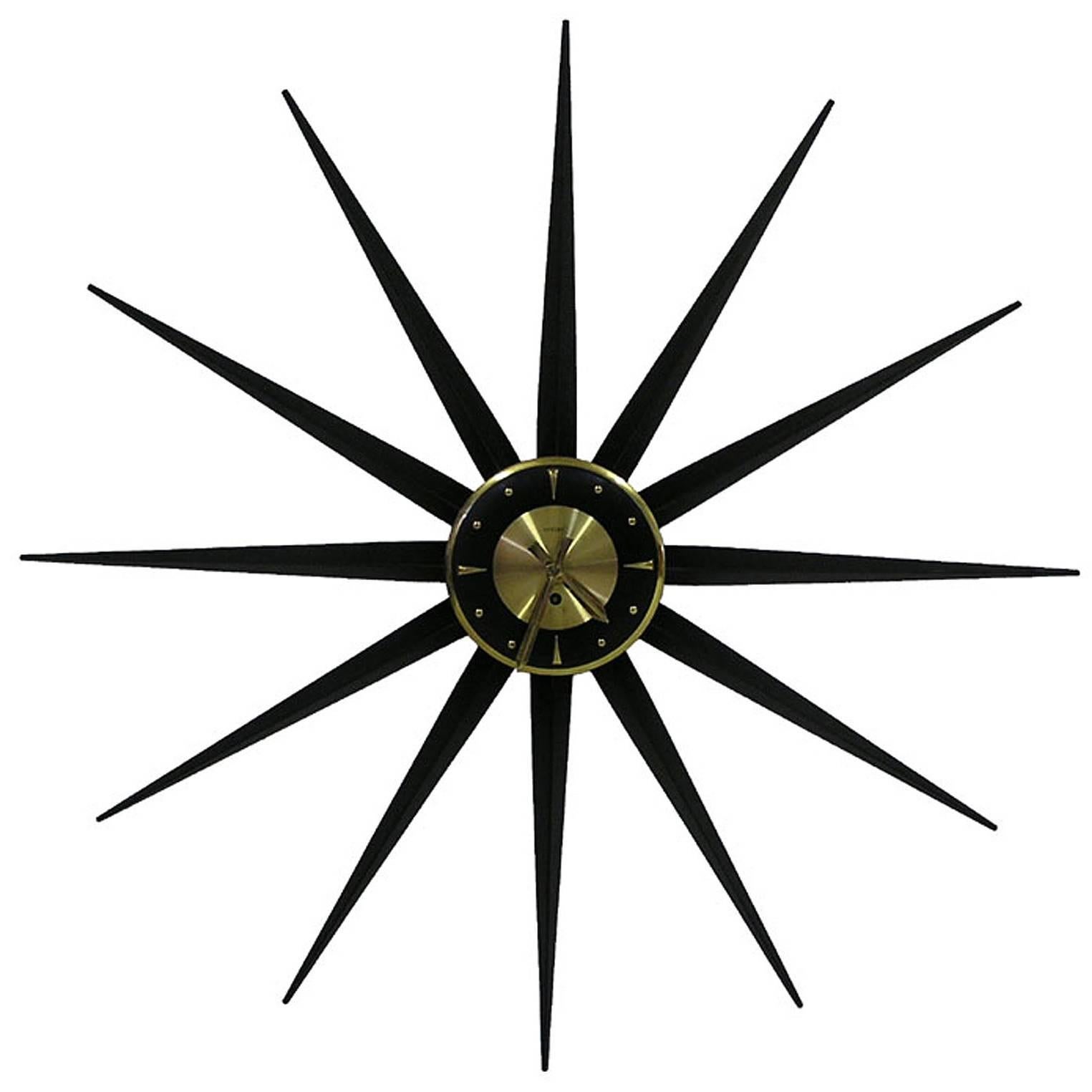 1950s "Welby" Starburst Wind-Up Metal Wall Clock, Germany