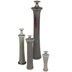 Four Stoneware Bottle Form Vases by Roger Collet