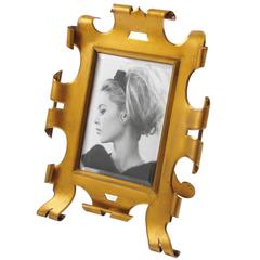 French Art Deco Solid Brass Picture Photo Frame Signed, circa 1940s