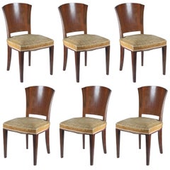 Dominique Set of Six Rosewood and Walnut Dining Chairs