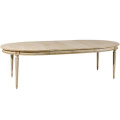 American Oval Painted Wood Dining Table with Leaves