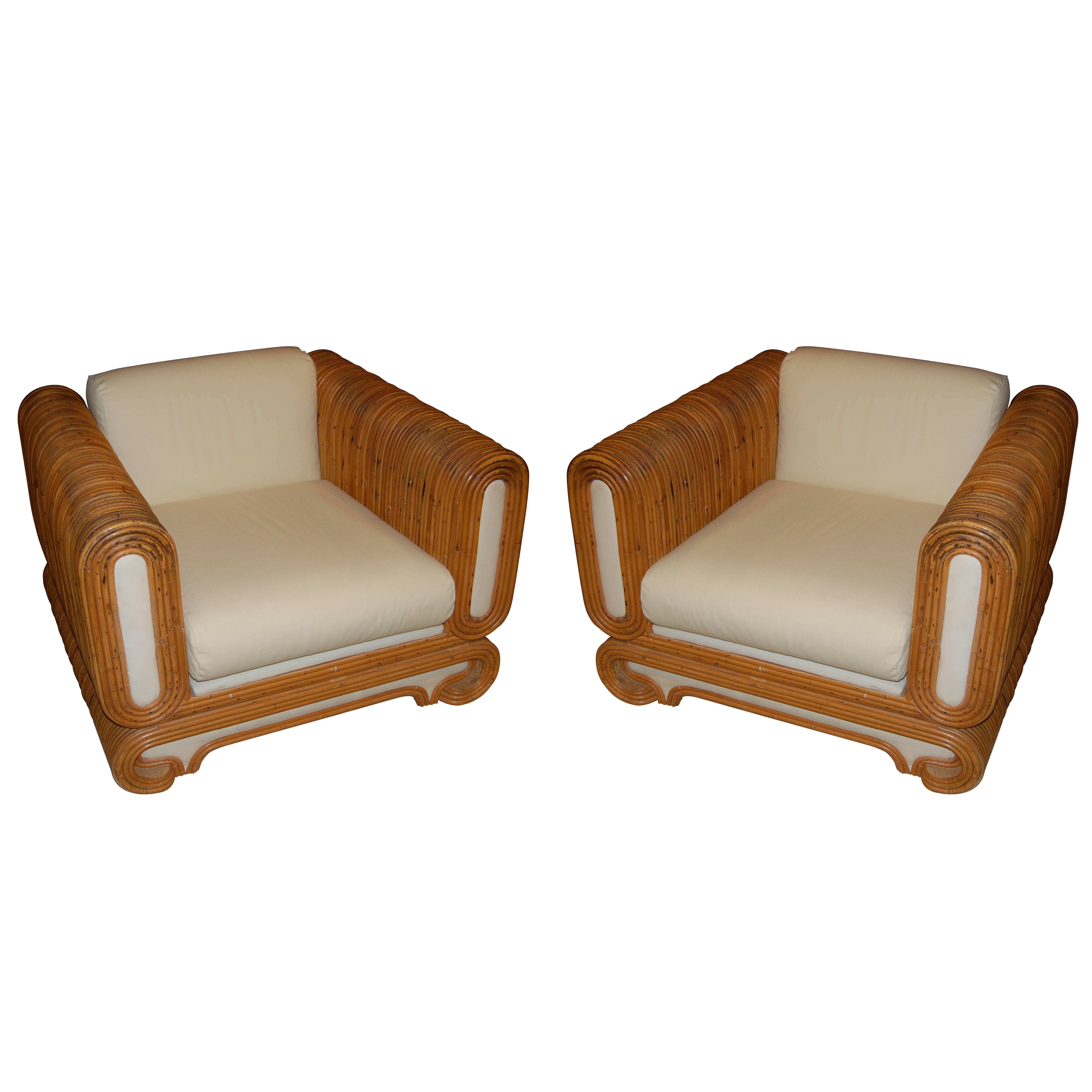 Pair of 1970s Rattan Chairs For Sale