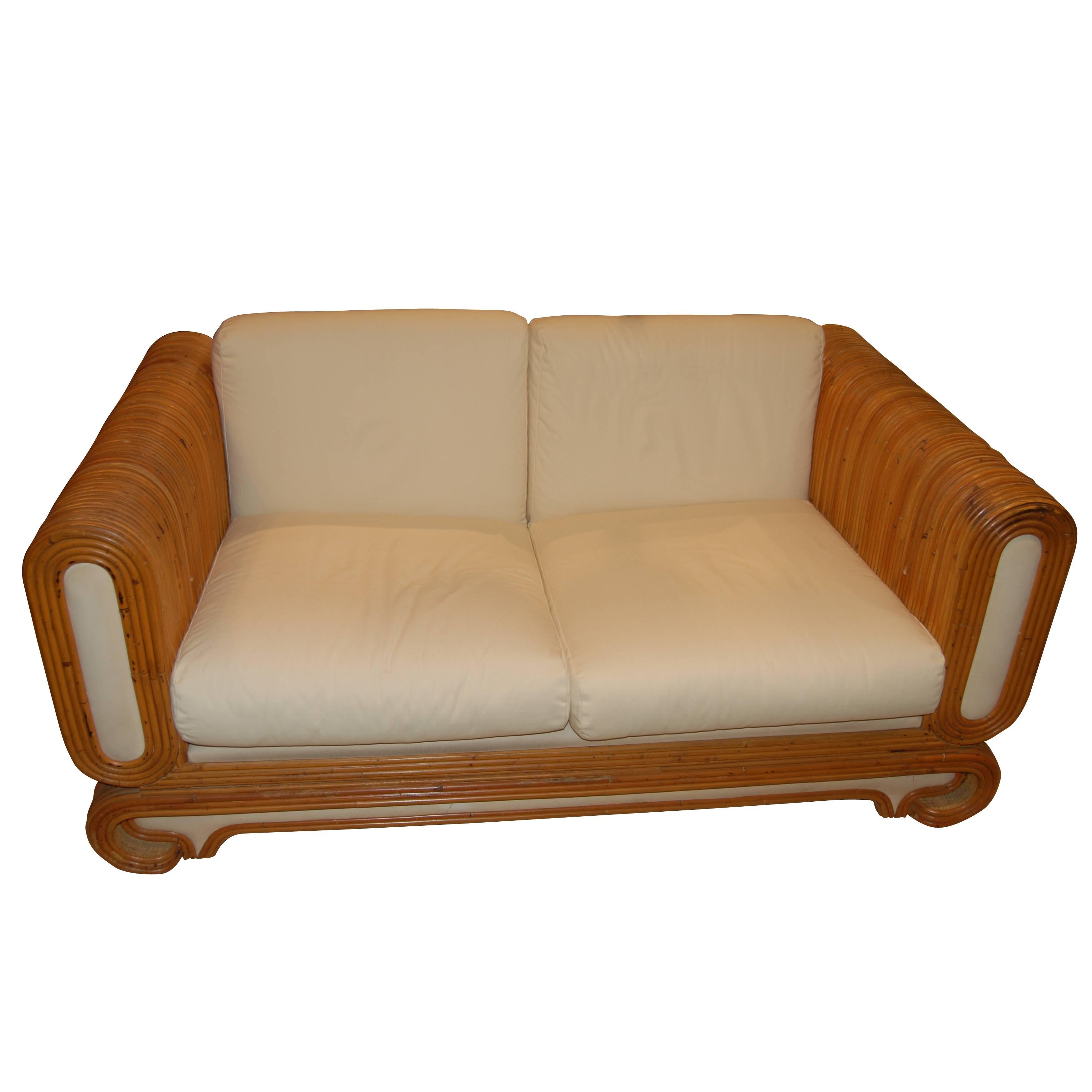 1970s Rattan Sofa For Sale