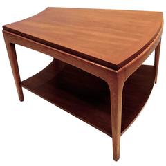 Vintage 1950s American Modern Trapezoid Shape Cocktail End Table in Walnut