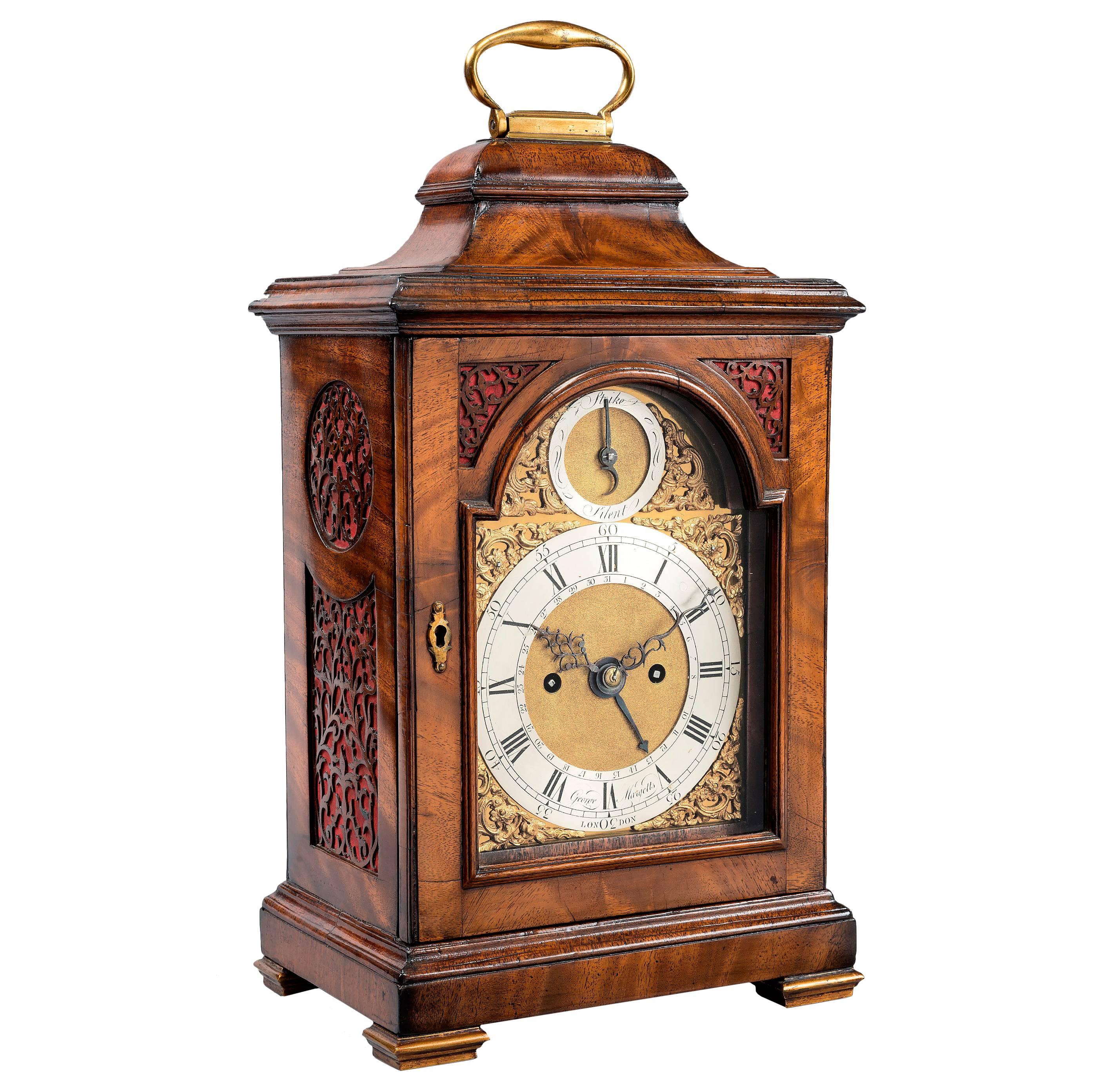 Antique George III Mahogany Striking Bracket Clock by George Margetts, London