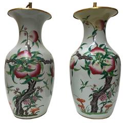 Pair of 19th Century Chinese Vases Converted into Lamps